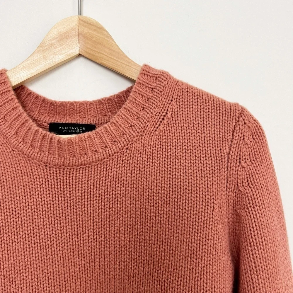 ANN TAYLOR Womens 100% Cashmere Mauve Knit Classic Sweater XS
